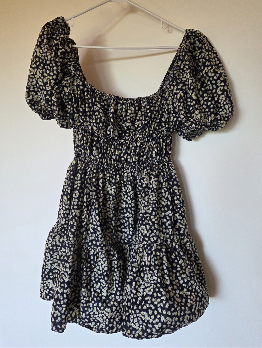 NWOT Matteau Shirred Peasant Puff Sleeve Mini Dress In Midnight Daisy - Picture 4 of 10